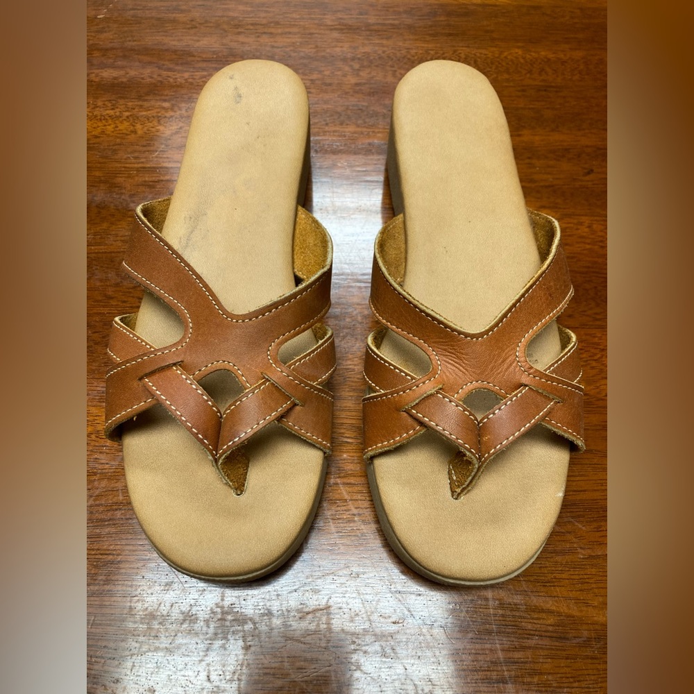 Super rare, vintage Fanfare YoYo’s brown leather thong sandal from the 70’s - Picture 2 of 16